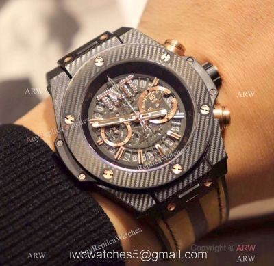 Hublot Big Bang Unico TMT Black Chronograph Watch Yellow Gummy Strap