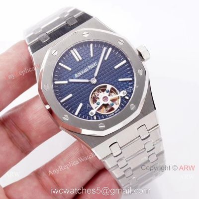 Swiss Replica Audemars Piguet Royal Oak Tourbillon SS Blue Dial watch 2924 Movement