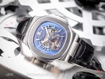 Patek Philippe Nautilus Skeleton Replica watches SS Blue Dial