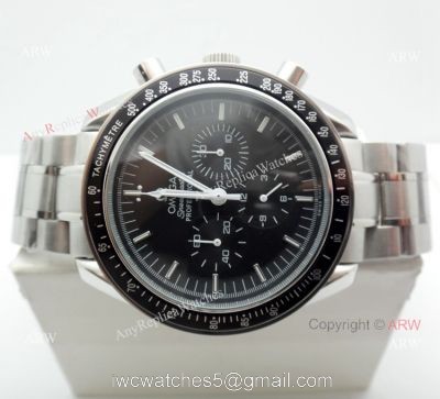 Fake Omega Speedmaster Stainless Steel Black Bezel Mens Watch Low Price