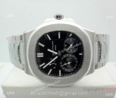 Copy Patek Philippe Nautilus Power Reserve Watch Stainless Steel Black 40mm