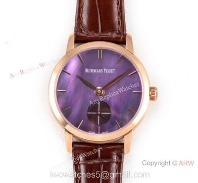 Super Clone Audemars Piguet Jules Audemars Swiss 3090 Watch Rose Gold Purple Dial