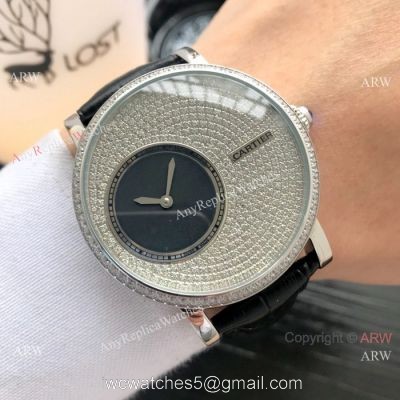 Cartier Rotonde De SS Iced Out Watch  New Replica