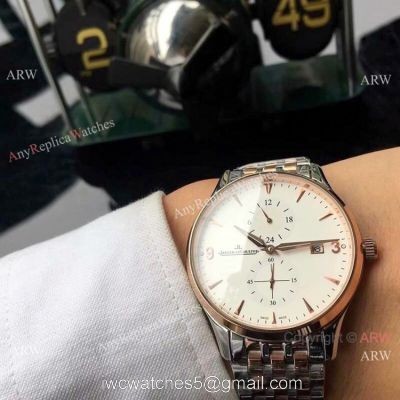 Best Quality Jaeger-LeCoultre Master 2-Tone Rose Gold White Dial Watch 42mm