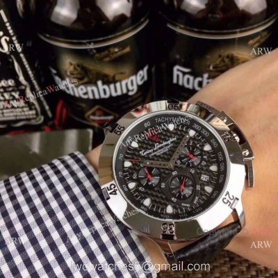 New Copy Lamborghini Herrenuhr Chronograph watch SS Black Dial