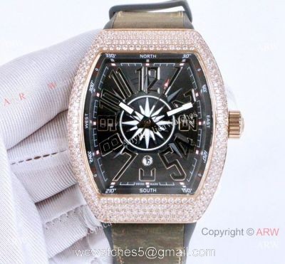 Copy Franck Muller Vanguard Yachting Watch Rose Gold Gray Face