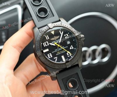 Clone Breitling Avenger II Seawolf Watch All Black w/ Yellow Hand