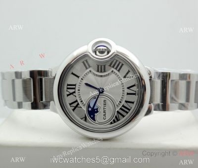 Copy Cartier Ballon Bleu Moonphase Watch Stainless Steel Sapphire crystal