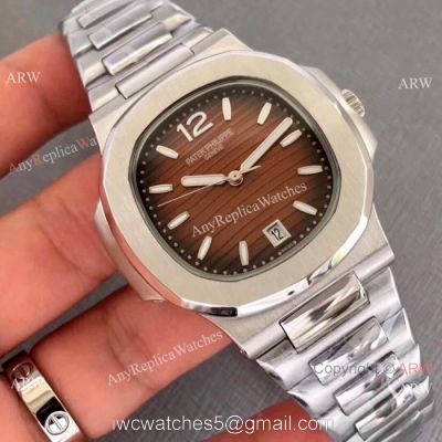 New Replica Patek Philippe Nautilus Mens Watch  Stainless Steel Brown Dial