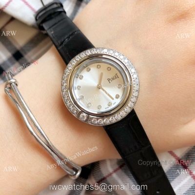 Copy Piaget Ladies Watches Silver Diamond Case Silver Face
