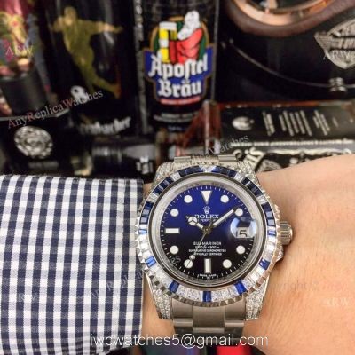 Submariner Rolex Rainbow Replica Watch Stainless Steel D-Blue Dial Asia 8215 Movement
