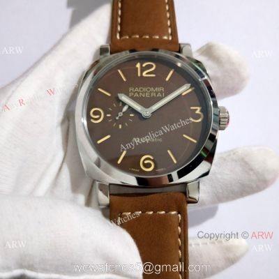 Best Copy Radiomir Panerai SS Brown Leather Strap Watch PAM 619