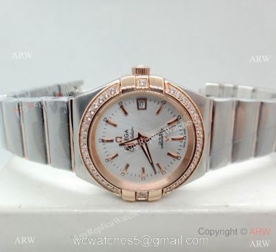 Women Omega Double Eagle 2-Tone Rose Gold Diamond Watch High Quality Replica Watches China