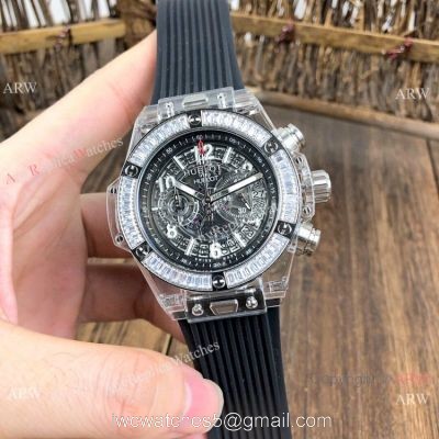 Big Bang Unico Diamond Bezel Hublot Transparent Watch  New Replica