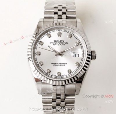 Swiss Replica Rolex Datejust 39mm Silver Dial Stainless Steel Jubilee watch  N9 Factory Watch