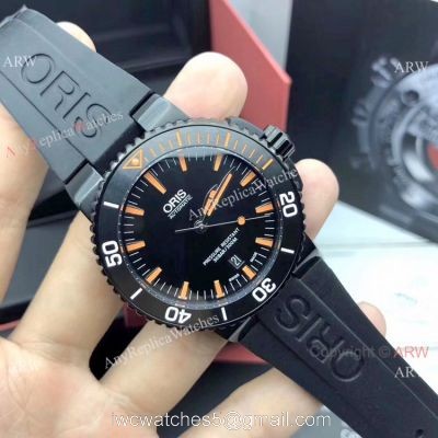 Swiss Fake Oris Aquis Automatic Watch Black Case Sapphire glass