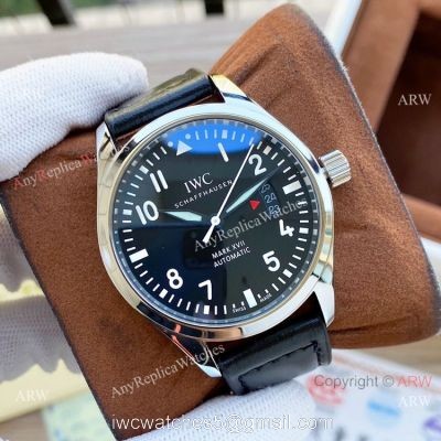 New Copy IWC Pilots Mark XVII Watches Black Dial Stainless Steel