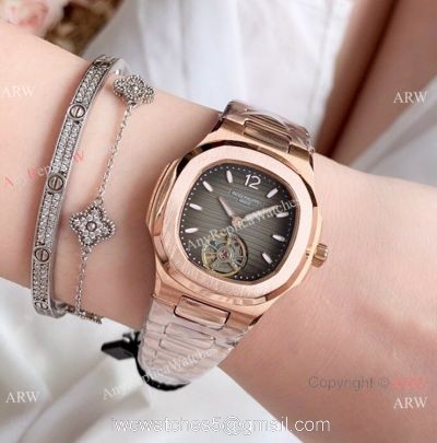 Patek Philippe Nautilus Womens Rose Gold Tourbillon Knock off Watches China