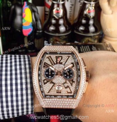 Franck Muller Vanguard Replica Wristwatch Rose Gold Diamond Chronograph Dial