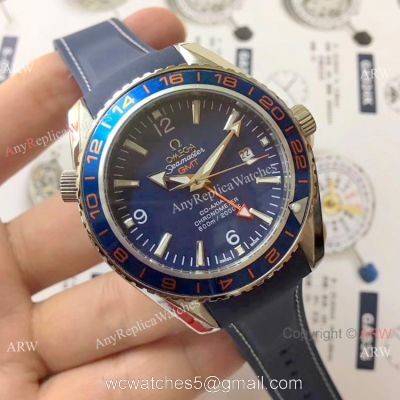 Omega Planet Ocean GMT 600m Blue Rubber Strap Omega Clone Watch