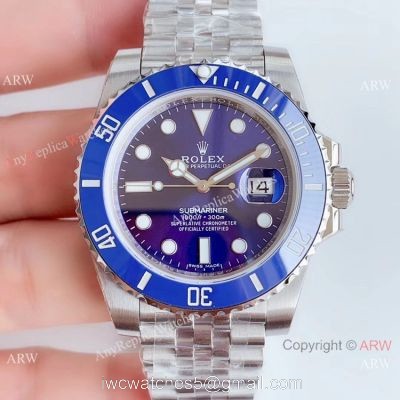 (EW) Swiss Grade Rolex Submariner EW Factory 3135 SS Blue Ceramic Jubilee Band Watch