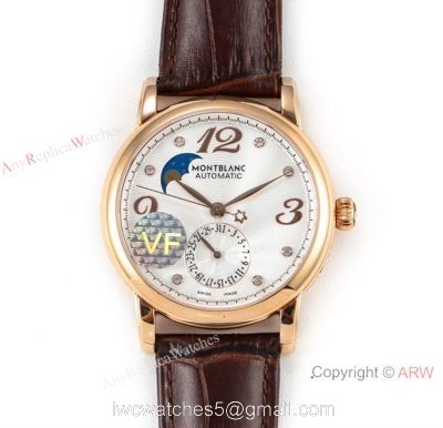 VF Factory Fake Montblanc Star Legacy Moon Rose Gold White Face Watch