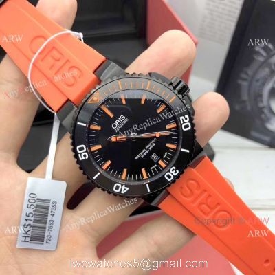 Swiss Grade Fake Oris Aquis Watch Orange Rubber Band