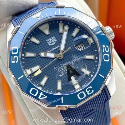 AAA Replica Tag Heuer Aquaracer Calibre 5 Blue Rubber Strap Watches