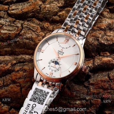 Omega De Ville Fake 40mm Watch 2-Tone Rose Gold Moonphase