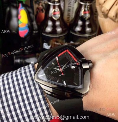 High Quality Replica Hamilton Ventura XXL Auto Elvis Black PVD Watch