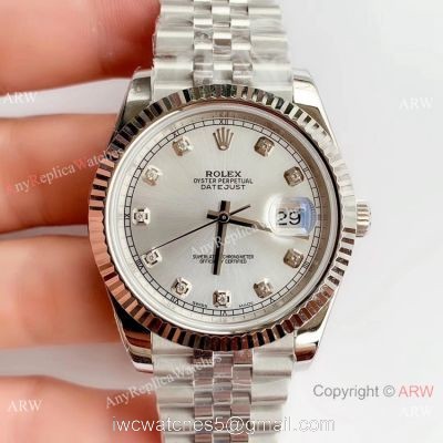 Noob Factory Watch  Rolex DateJust II Silver Diamonds Face Swiss 3235 V3 Version