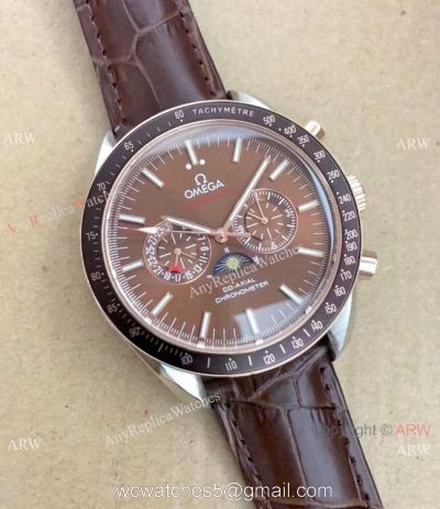 New Replica Omega Speedmaster Moonphase Automatic watch Brown Dial