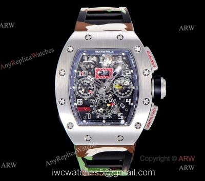 KV Factory Richard Mille RM 011 Black Kite Replica Watches With Camouflage Rubber Strap