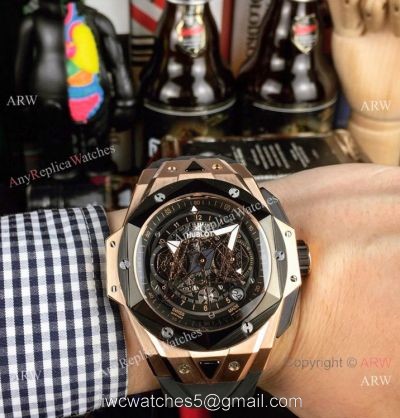 New Hublot Big Bang SANG BLEU II Watches Rose Gold Black Bezel