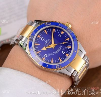 Omega Seamaster 300 Spectre Watch Replica 2-Tone Blue Ceramic