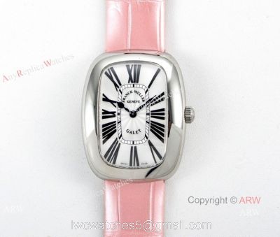 Swiss Replica Franck Muller Geneve Galet Quartz Watch Pink Leather Band