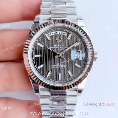 NEW Upgraded Rolex Day Date II 3255 Fluted Bezel Gray Dial Copy Watch V3