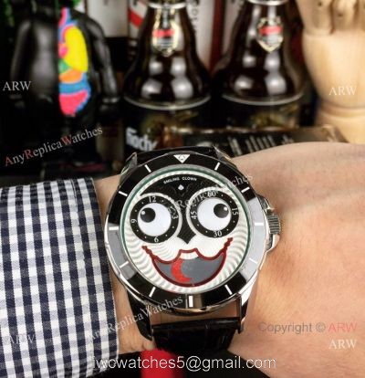 New Copy Konstantin Chaykin Joker Watch Black Bezel Leather Strap