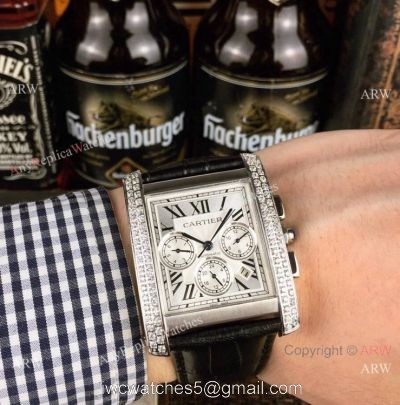 Buy Replica Cartier Tank Francaise watch Diamond Bezel Silver Dial 38mm
