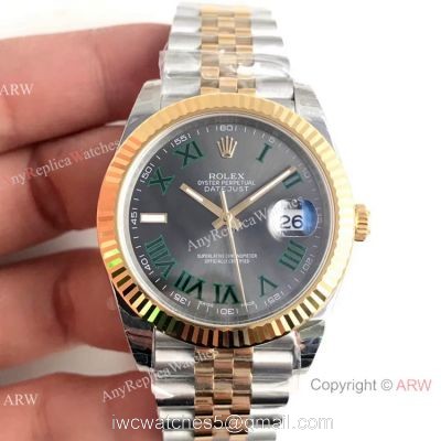 (EW) Best Quality Copy Rolex Datejust II 3235 Watch 2-Tone Jubilee Green Roman
