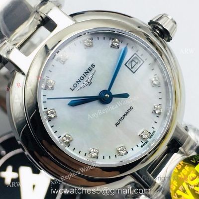 (VS) Swiss Replica Longines PrimaLuna Watch Stainless Steel MOP Dial