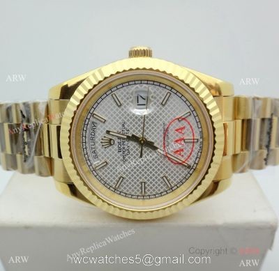 New Copy Rolex Day-Date President White textured Dial Watch 40mm