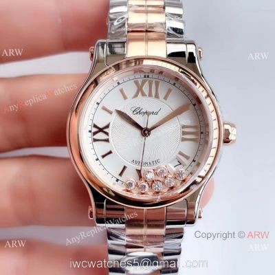 YF Factory Replica Chopard HAPPY SPORT Ladies Watch Two Tone Rose Gold
