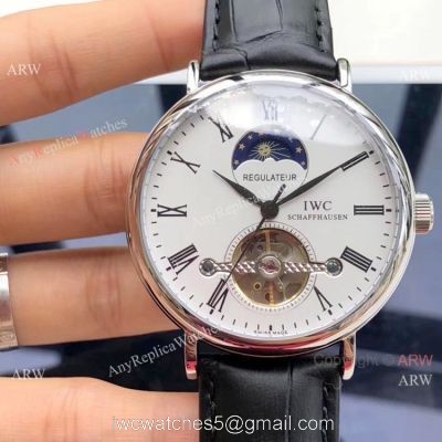 IWC Tourbillon Moonphase Portofino SS White Dial Watches  High Quality Replica Watches China