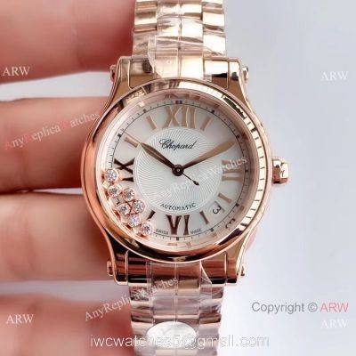 YF Factory Swiss Chopard Happy Sport Rose Gold Watch Ladies