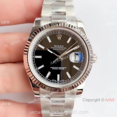 NEW Upgraded Eta3235 V3 Rolex DateJust II 41 Black Dial Fluted Bezel Watch