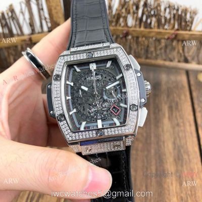 Hublot MP-06 Senna Copy Waches SS Diamond Case Black Dial