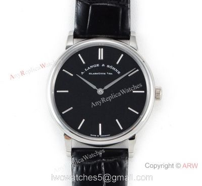 Swiss Grade A.Lange  Sohne Saxonia Thin 2892 SS Black Dial Watch Super clone