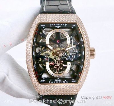 Clone Franck Muller Vanguard Yachting Anchor Skeleton Diamond Watch ARW Watches