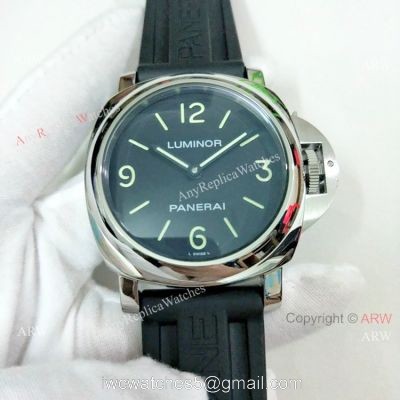 Copy Panerai Luminor PAM00112 Watch Black Dial Black Rubber Strap